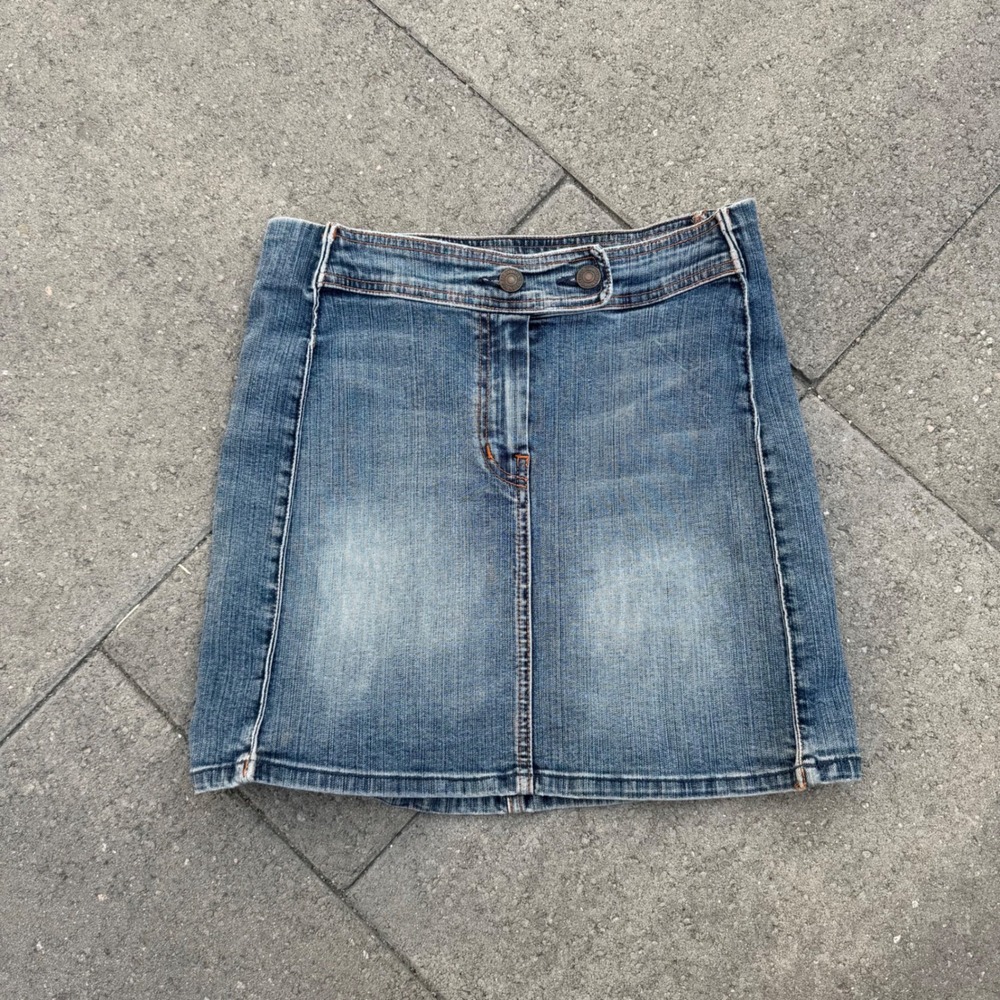 7 For All Mankind Denim Mini Skirt Medium Wash Y2K Size 26